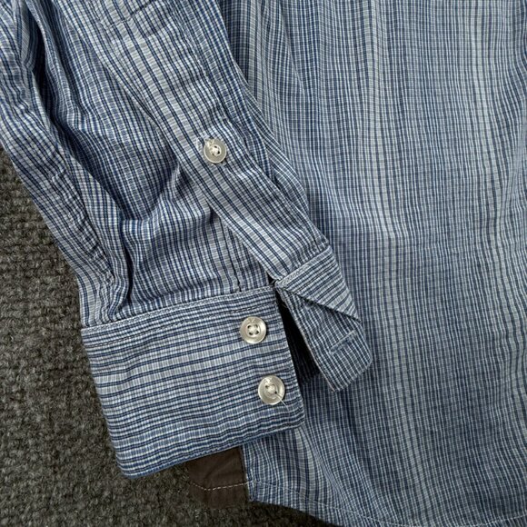 Armani Exchange Hidden Buttons Button Up Shirt Long Sleeve Blue Medium Slim Fit - Picture 11 of 16